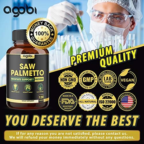 Saw Palmetto Prostate Supplement 4650mg with Ashwagandha, Turmeric, and