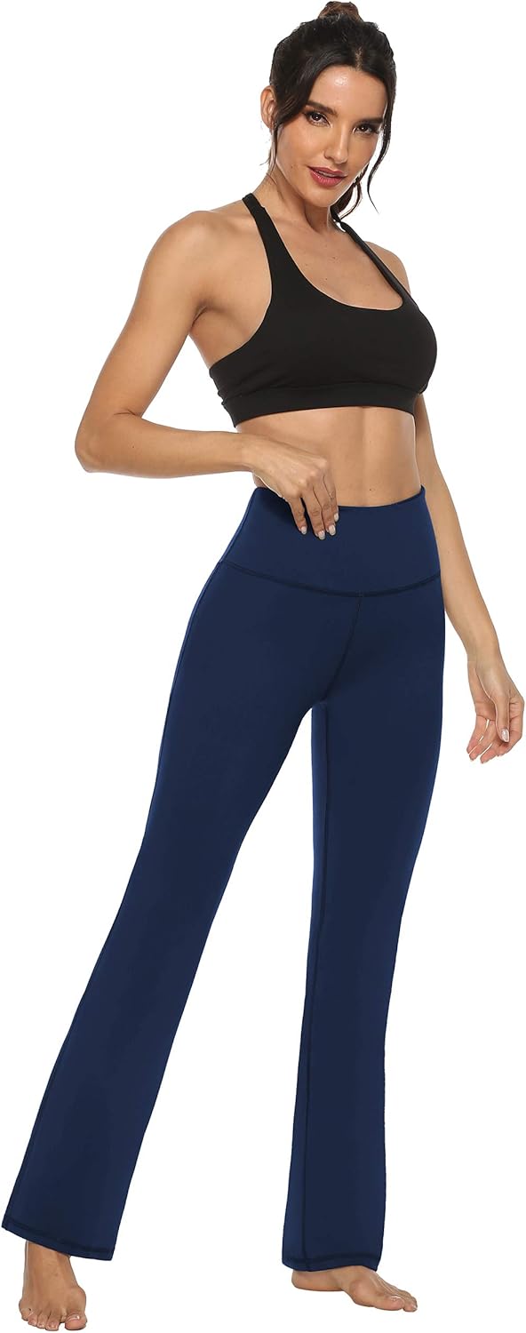 AFITNE Women's Bootcut Yoga Pants with Pockets, High Waist Workout Bootleg Yoga Pants Tummy Control 4 Way Stretch Pants at  Women’s Clothing store
