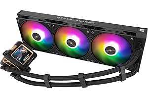 Thermalright FW 360 Black ARGB -360mm AIO CPU Liquid Cooler,IPS LCD Screen with 320 * 240 Resolution,for AM5/Intel LGA1700,‘2