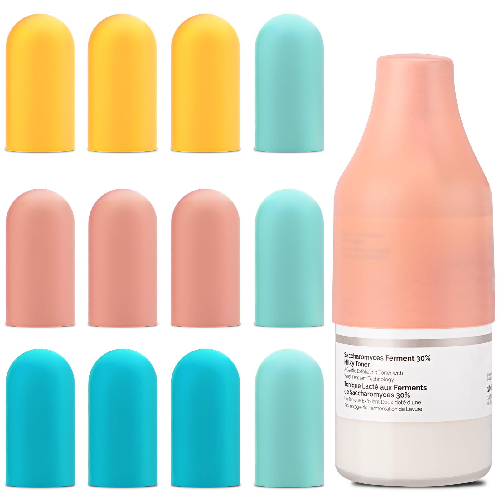 Photo 1 of 12 Pack Silicone Bottle Covers, Travel Essentials for Women Men, Elastic Sleeves for Leak Proofing, Beach Vacation Essentials, Cruise Essentials 2025, Colorful Airplane Travels Accessories