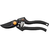 Fiskars Pro Pruner P90, Cutting diameter: 2.6 cm, Steel blades with non-stick coating, Length: 22.5 cm, Black/Orange, 1001530
