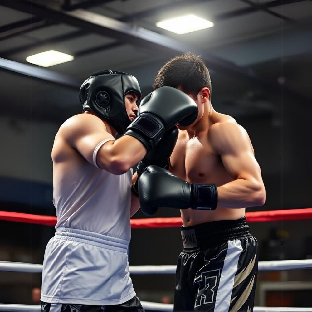 Boxing Gloves Rex Leather - Kickboxing Gloves High Density Foam Core With Multilayers Of Gel Lining - Muay Thai Gloves Shock Absorbing Locked Thumb Protection - Light Weight and Tough (Black, 10 oz)