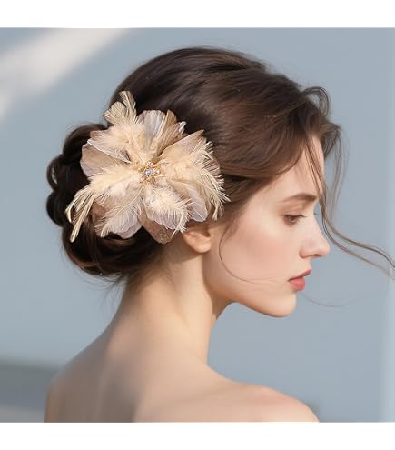 Amazon.com : Formery 1920s Feather Hair Clips White Peacock 