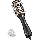 Dual Voltage Hair Dryer Brush, Travel Blow Dryer Brush for European, 120-240V Fast Drying Hot Air Brush with European Plug