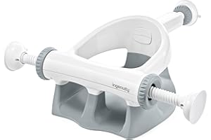 Ingenuity My Bath Seat for Sit-Up Baby Bathing, Sure & Secure Suction Cups, ASTM Safety Tested & Approved, Backrest for Assisted Sitting, Easy Setup & Storage, Gray