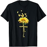 Faith Cross Sunflower Butterflies Flowers Christians T-Shirt