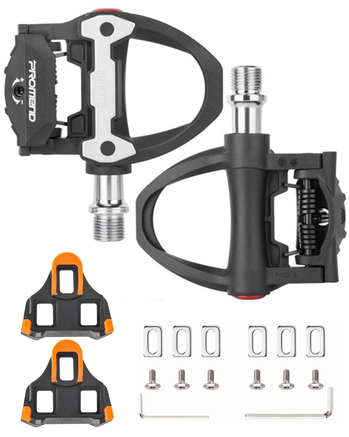 TRANSPLANT Road Bike Pedals – Ultra-Light Clipless Pedals with Cleats Set, Suitable for SPD‑SL Applications, 6° Float, 9/16‑Inch Spindle