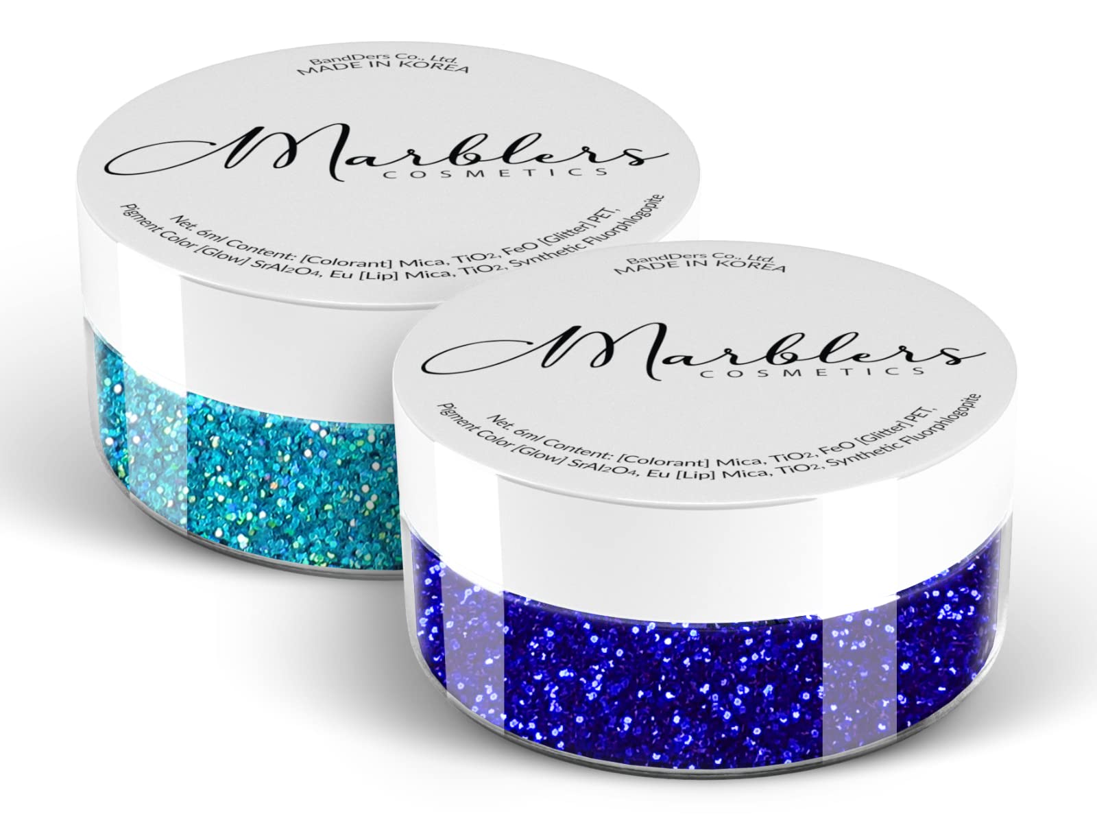 MARBLERS Cosmetic Grade Fine Glitter Duo [Holo Maui & Royal Blue] 0.36oz (10g) | Non-Toxic | Vegan | Cruelty-Free | Eyeshadow, Nail Polish, Nail Art | Festival, Rave & Party Makeup | Body & Face — image 1