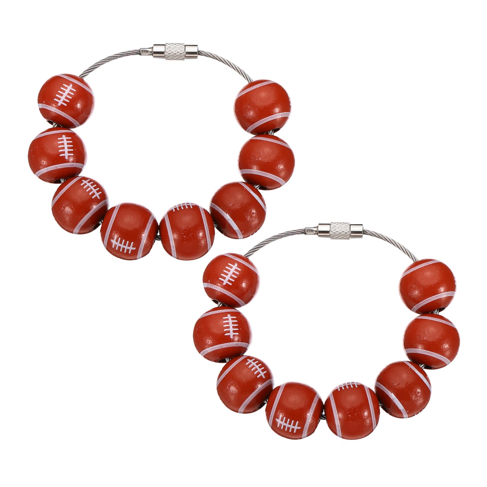 PATIKIL 2pcs Bag Charm, Rugby Charm Sports Charm Accessories Wooden Beads Zipper Clips Anti Theft for Handbag Beach Tote Bag Backpack