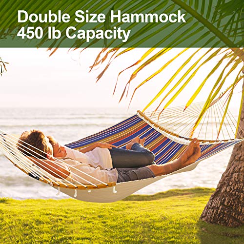 Ohuhu Double Hammock Quilted Fabric Swing with Detachable Pillow, 2019