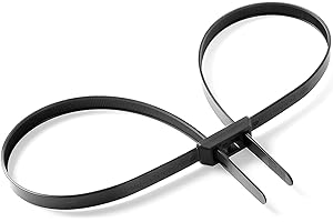 VAMRONE Length: 35.4” Flex Cuffs, 10Pcs Heavy Duty Zip Tie Handcuffs Restraint Disposable Police Nylon Double Cuffs with UV & Heat Resistant, 250 lbs Tensile Strength - Black