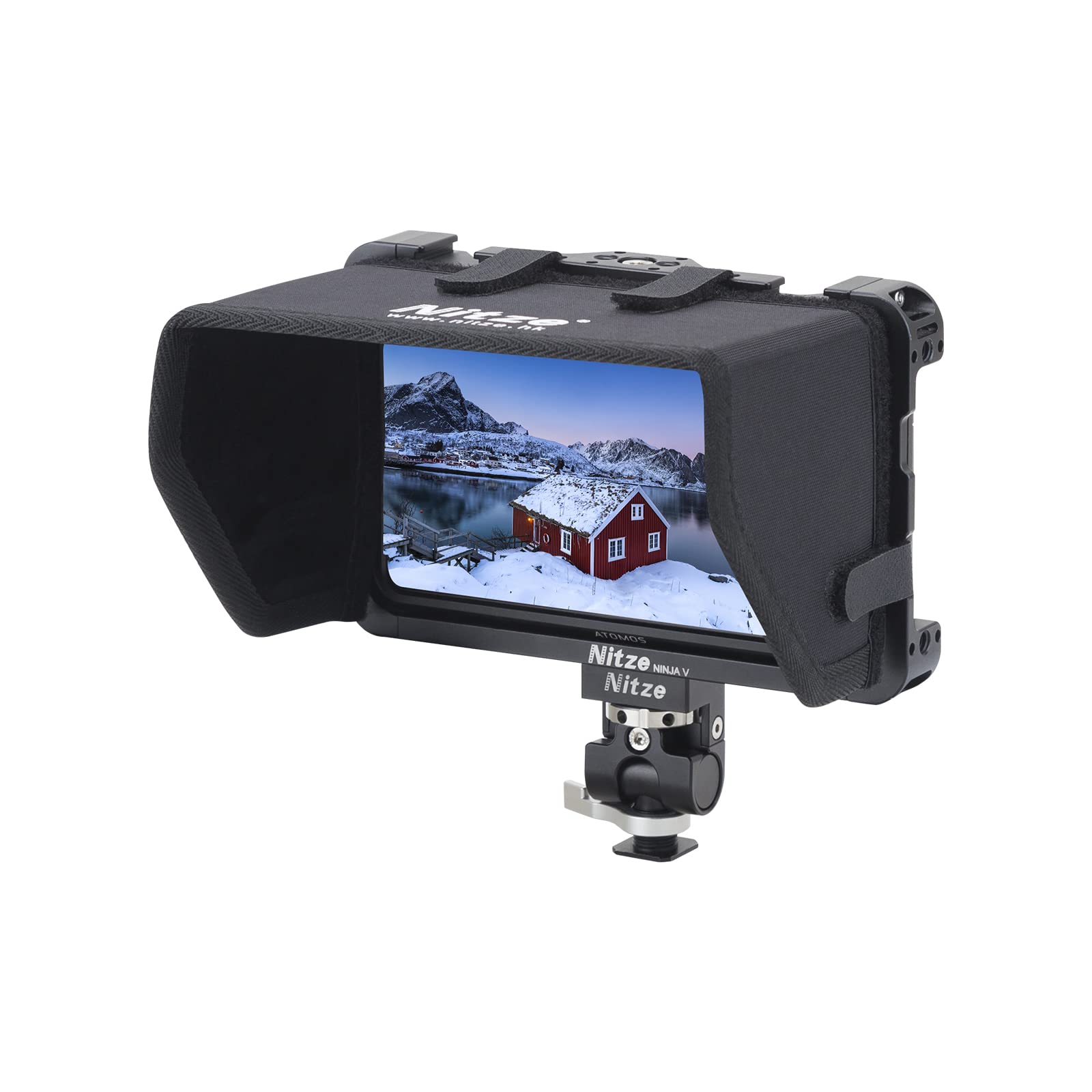 Nitze Ninja V Cage Kit with Sunhood,HDMI Cable Clamp and Monitor Mount for Atomos Ninja V/NInja V Plus/Shinobi Monitor - NINJA V-Kit