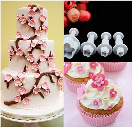 Amazon Co Jp 18ホットセール4個 セットプラムフラワープランジャーフォンダンドカッターカッターサファイアクリスマスケーキツール クリスマスケーキデコレーティングツール ホーム キッチン