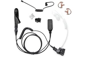 EARPHONE CONNECTION Radio Earpiece, Compatible with Harris XG-100 XG-100P XL-185 XL-185P XL-185Pi XL-200 XL-200P and XL-200Pi, EP1348QR-PTT Quick Release Hawk Lapel Police Mic, Includes Exclusive Accessory Pack