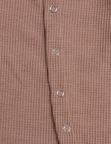 itkidboy Newborn Baby Boy Girl Cute Solid Color Long Sleeve Romper Jumpsuit with Bottons Outfits Clothes(3-6M) Brown - Thumbnail 4