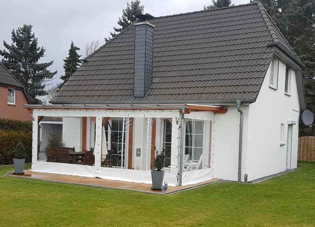 Terrassenverkleidung Terassenplane Windschutz Wetterschutz Pergola Plane Pvc Garten Wintergarten 650g M 1m Amazon De Baumarkt