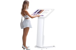 RIXZSIW 32 Inch Touch-screen Self Service Kiosk, Floor Standing Digital Signage Display, FHD 1080p Information Kiosk, 2 Speakers, Interactive Display for Mall Navigation/Self-Ordering/Advertising/Retail Store