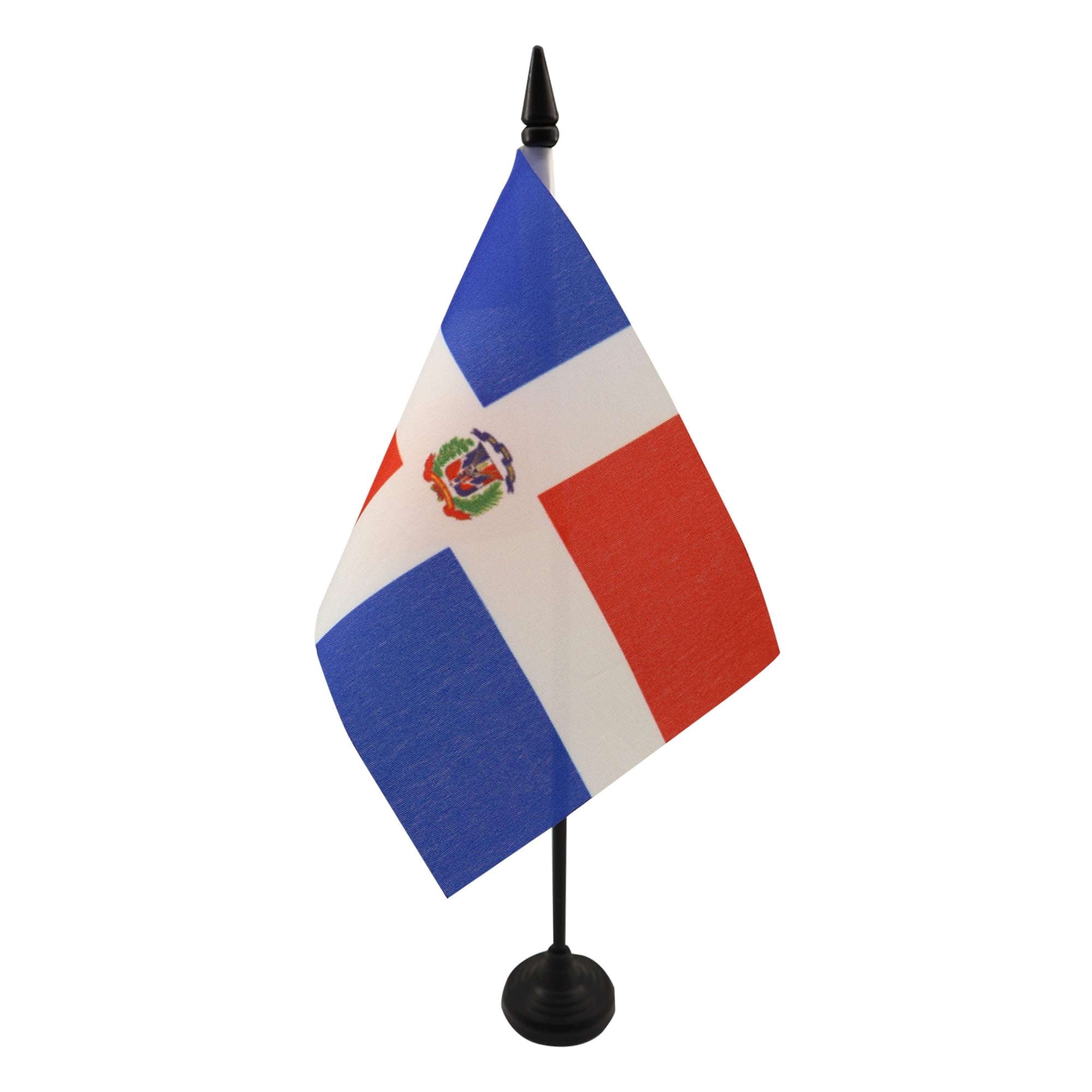 AZ FLAG - Dominican Republic Table Flag 4'' x 6'' - Dominican Office Mini Banner 100% Polyester 15 x 10 cm - Mini Desk Flag with 10'' Pole and Black Plastic Base