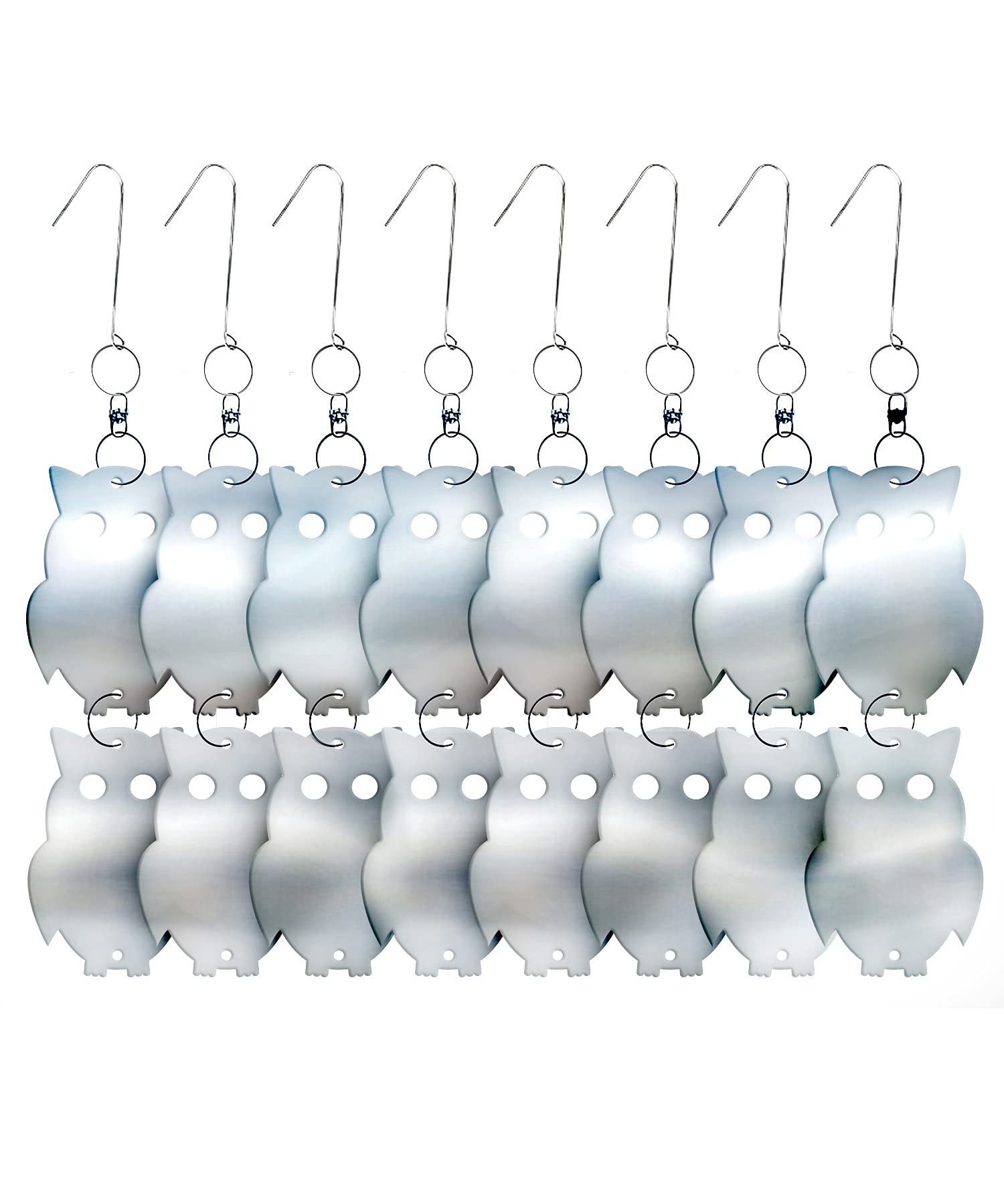 De-Bird Repellent Owls Reflective and Decorative Scare Deterrent to Keep Pigeons, Woodpeckers, Crows, Hawks and More Pests Away - Works with Scare Devices like Netting, Scare Tape, Spikes, Scarecrows