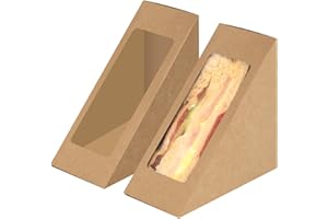 Cyblinia Paper Sandwich Box 50 Pieces Sandwich Take Out Boxes with Window Paper Take Out Containers Mini Burger Boxes for Bakery, Restaurant Takeaway service
