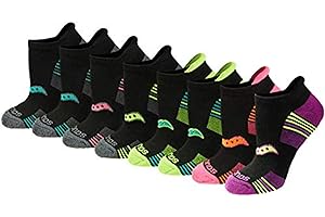 Saucony Women's Performance Heel Tab Athletic Socks (8 & 16 Pairs), Black Assorted (8 Pairs), Shoe Size: 7.5-10.5