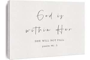 XIOLCXDR Bible Verse Canvas Print Decor God is Within Her She will Not Fall Wall Painting Posters Artwork 12”X15” Rustic Home Office Decoration (Framed)