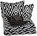 Amazon Basics Lightweight Microfiber Bed-in-a-Bag Comforter 7-Piece Bedding Set, Full/Queen, Black Aztec, Printed