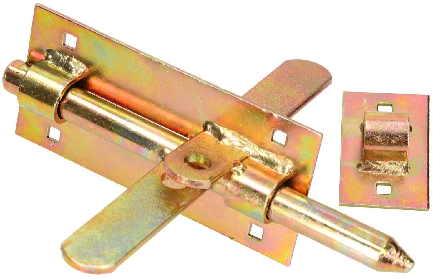 KOTARBAU® Bolt Latch 150 mm Double-Sided Lock Bolt Galvanised Yellow Steel Gate Bolt Slide Door Lock Heavy Duty
