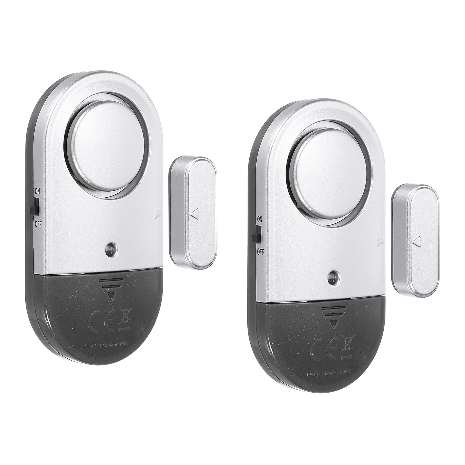 PATIKIL Door Alarm Sensor, 2 Pack 125dB Door Alarms Window Open Alarm Sensor for Home Security, Black Silver Tone