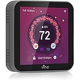 vine Programmable Thermostat for House with 4.0" Touch Screen, WiFi Smart Home Thermostat for AC and Heating, App/Voice Control, Valentine's Day Decorations, C-Wire Required, Grey