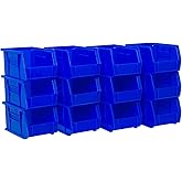 Akro-Mils 30237 AkroBins Plastic Storage Bins, Space-Saving Stackable Bins for Garage, Pantry, Craft Organization, 9" x 6" x 5", Blue, 12-Pack