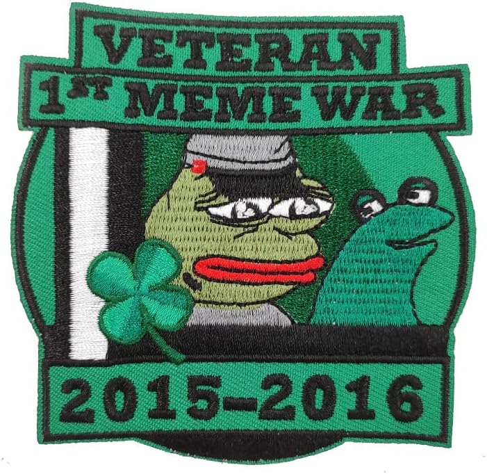 Mixed Media - 3.5'' Frog Veteran of First Meme War Embroidered iron on Patch
