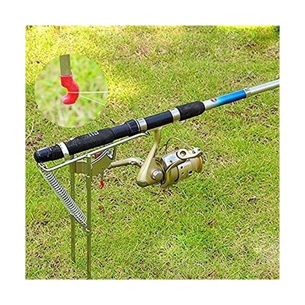 LeaningTech-RHA-01-Stainless-Fishing-Rod-Holder-Rack-with-Automatic-Tip-Up-Hook-Setter-Double-Spring-Adjustable-Folding-Holder-Silver