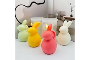FRJINIE Easter Rabbit Candle Molds Silicone, Cute Soap Mold, Silicone Resin Candle Mold for Fondant Cake Chocolate Decoration DIY Animal Resin Soap Wax Polymer Clay Art Craft Home Décor (2 PC, C)