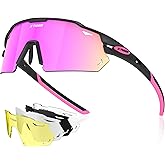 X-TIGER Polarized Cycling Glasses with 5 Interchangeable Lenses,MTB Biking Baseball Running Sports Sunglasses for Men Women