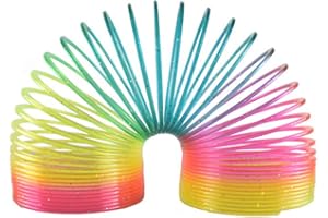 Rainbow Slinky, Large Colorful Plastic Coil Toy Can Elongate for Kids Gift, Party, Toy Party