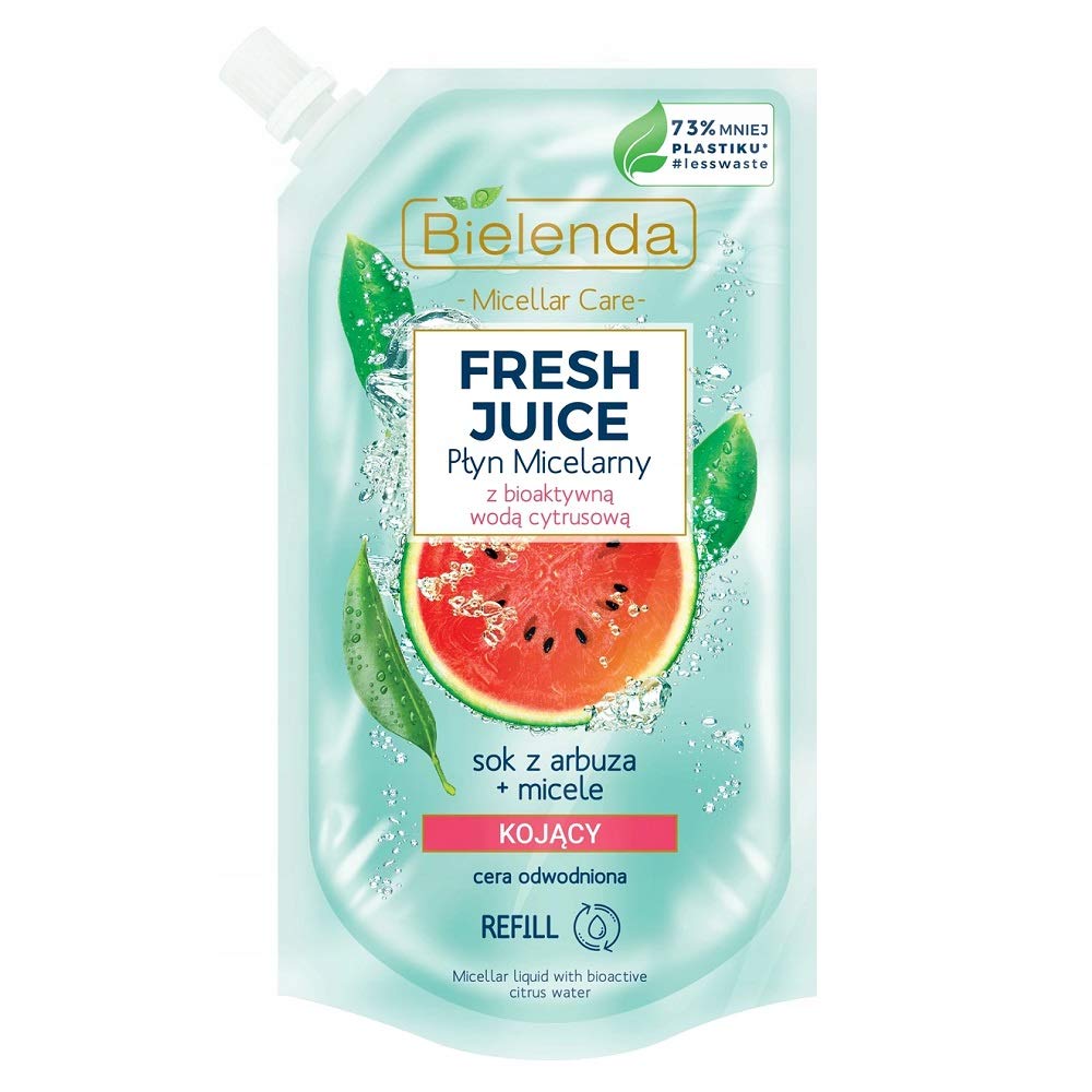 Bielenda Fresh Juice Micellar Liquid with Bioactive Citrus Water Contains Moisturising Watermelon Juice And Cleansing Micelles Refill 500ml