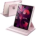 JETech Rotating Case for iPad Air 11-Inch M3/M2 (2025/2024), iPad Air 5/4 (2022/2020 5th/4th Generation 10.9-Inch), 360 Degree Rotation Protective Stand Cover Clear Back, Auto Wake/Sleep (Pink)