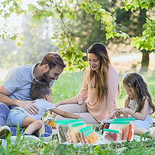 Reusable Food Storage Bags, 16 Pack BPA Free Food Grade Reusable Freezer Bags, Reusable Gallon Bags, Reusable Sandwich Bags, Silicone Food Bags Leakproof Resealable for Meat Fruit Veggies Snacks