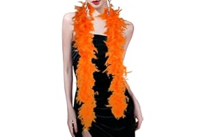 Lamar Feather 5 Feet Long Chandelle Feather Boa, Vintage Style, Orange Boas for Decoration, Crafting, Party, Halloween, Dress Up, 1980s Style (Orange)