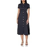 Theory Women's Short-Sleeved Button Down Midi Dress