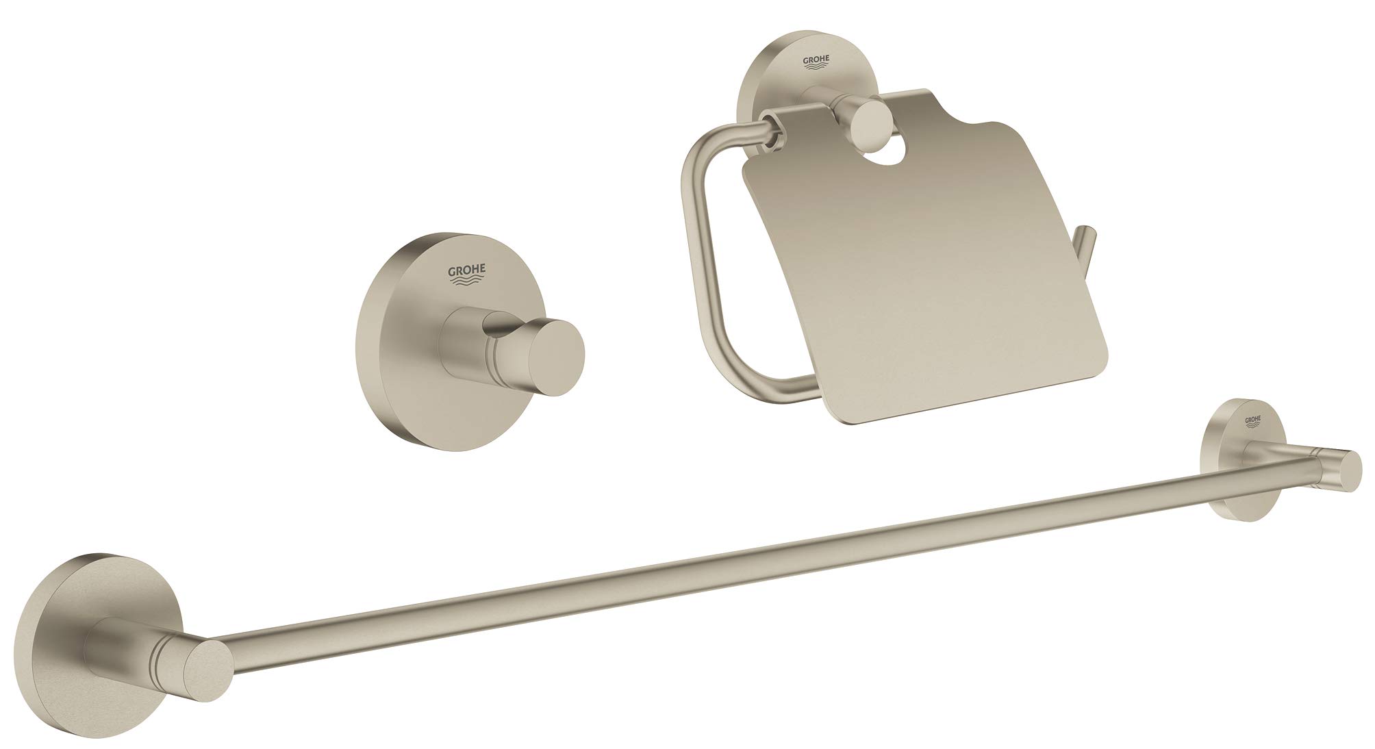 GROHE 40775EN1 3-in-1 Essentials Accessories Set, Brushed Nickel
