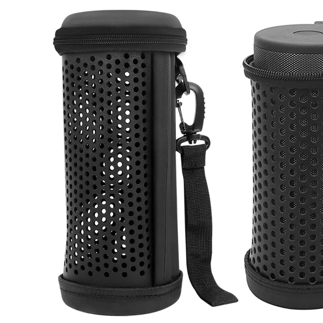 Geekria Pendant Speaker Case Cover, Compatible with JBL FLIP 5 Case, Protective Waterproof Soft Skin, Replacement Bluetooth Speakers Travel Carrying Case with Keychain Hook (Black)