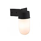 Endon Outdoor Corner Angled Wall Light (Black Finish, Frosted Glass Shade, Max 40w ES, Screw Cap Light Bulb Required, EL-40088)