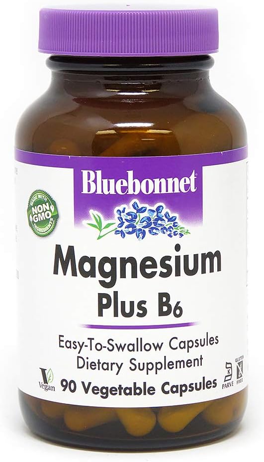 BlueBonnet Magnesium Plus B-6 Vegetarian Capsules, 90 Count: Health & Personal Care