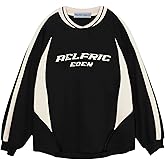 Aelfric Eden Oversized Crewneck Sweatshirts for Men Red Vintage Graphic Pullover Loose Fit Streetwear Long Sleeve Top