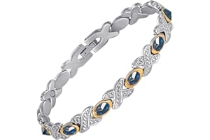 EnerMagiX Magnetic Ankle Bracelets for Women, Stainless Steel Magnetic Anklet with Blue Stones, Fashion Jewelry Present (0137SGD)