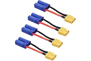ZHOFONET EC5 Male to XT60 Female Connector Adapter, 4pcs XT60-EC5 Extension Cable,RC Battery Adapter with 5cm 14AWG Silicone Wire for LiPo Battery Micro FPV Drone