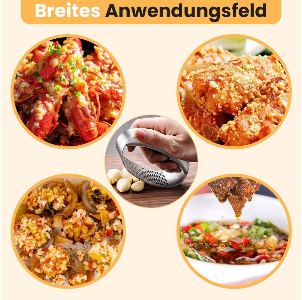 Premium Knoblauchpresse Aus Edelstahl, 2025 Neu Knoblauchwippe, Knoblauchpresse Spülmaschinenfest, Handlich & Leicht Zu Reinigen, Garlic Press Für Zerkleinert Knoblauch & Ingwer Mühelos (1) 6