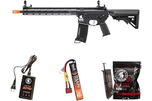 Lancer Tactical Gen 3 Programmable Trigger Hellion MLOCK 13" Lightweight Durable Polymer M4 Airsoft MLOK AEG w/Lipo Battery & Charger (ETU & MOSFET Included)